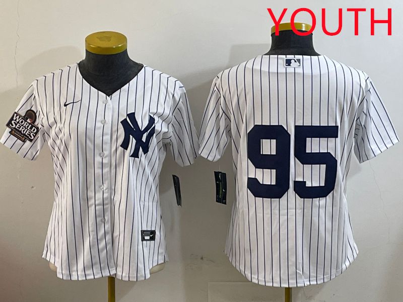 Youth New York Yankees #95 No Name White Stripe Game 2025 Nike MLB Jersey style 3->youth mlb jersey->Youth Jersey